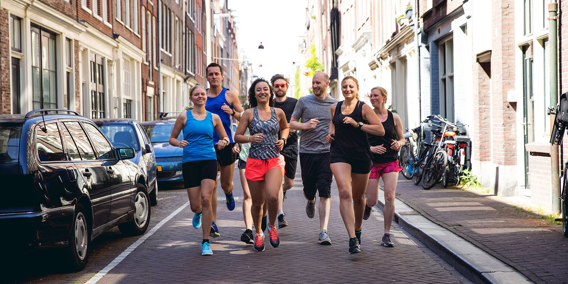 Urban runners crew training in the city Urban runners crew training in the city in Amsterdam, Netherlands.
