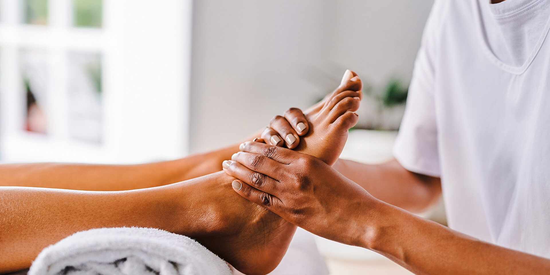 Shot of an unrecognisable young woman getting getting massaged at a beauty spa The best foot rub by far