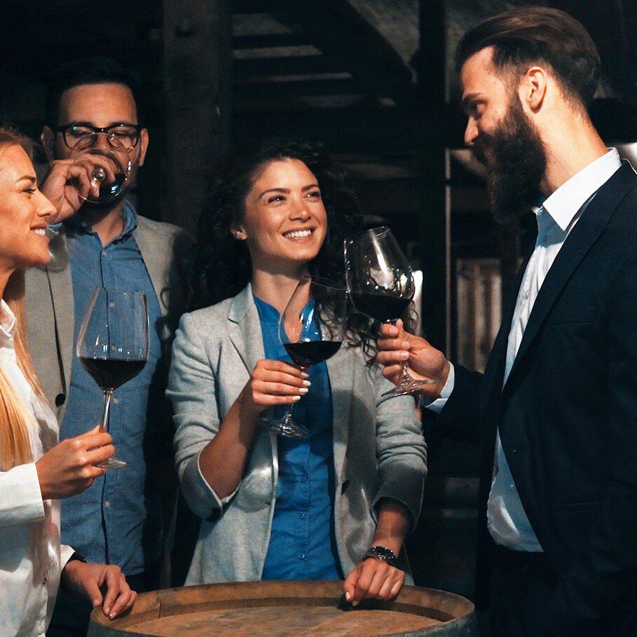 Friends tasting wine together