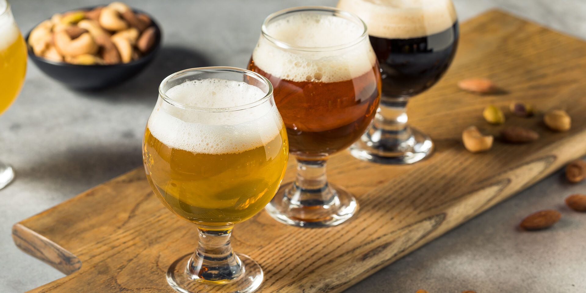 Cold Refreshing Craft Beer Flight Cold Refreshing Craft Beer Flight on a Tray