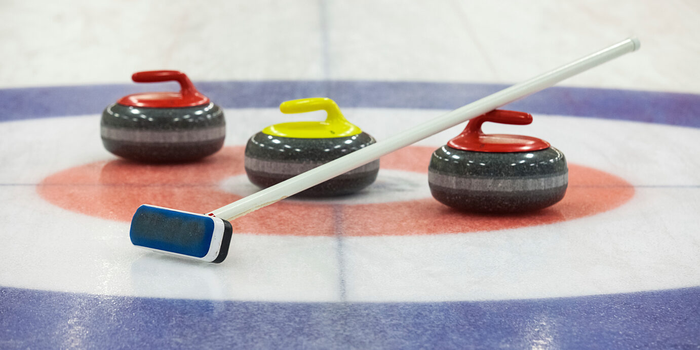 Curling rocks on ice Stone for game in curling on ice