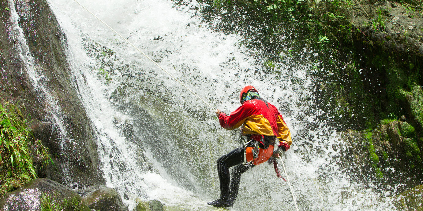 Waterfall descent Chamana Waterfall descent by a professional canyoning istructor.