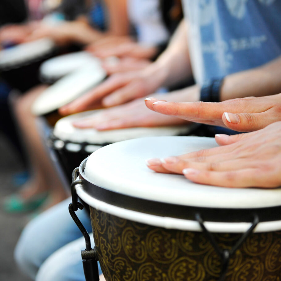 group of people with African drums